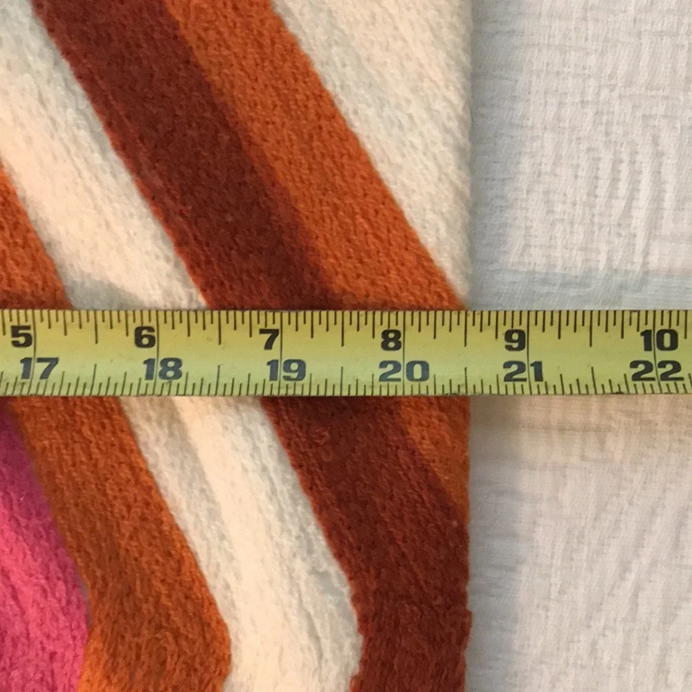 New West Elm Embroidered Striped Lumbar Pillow Cover Ivory Pink Gray Orange Rust